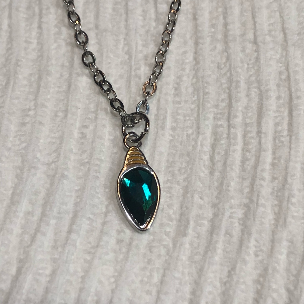 Swarovski Green Crystal Bulb Necklace Silver Chain